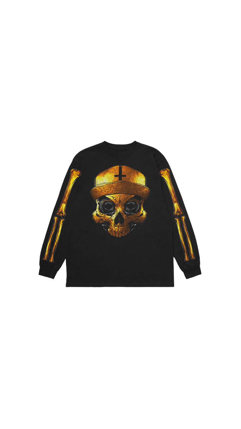 Gold Skull Longsleeve – Black