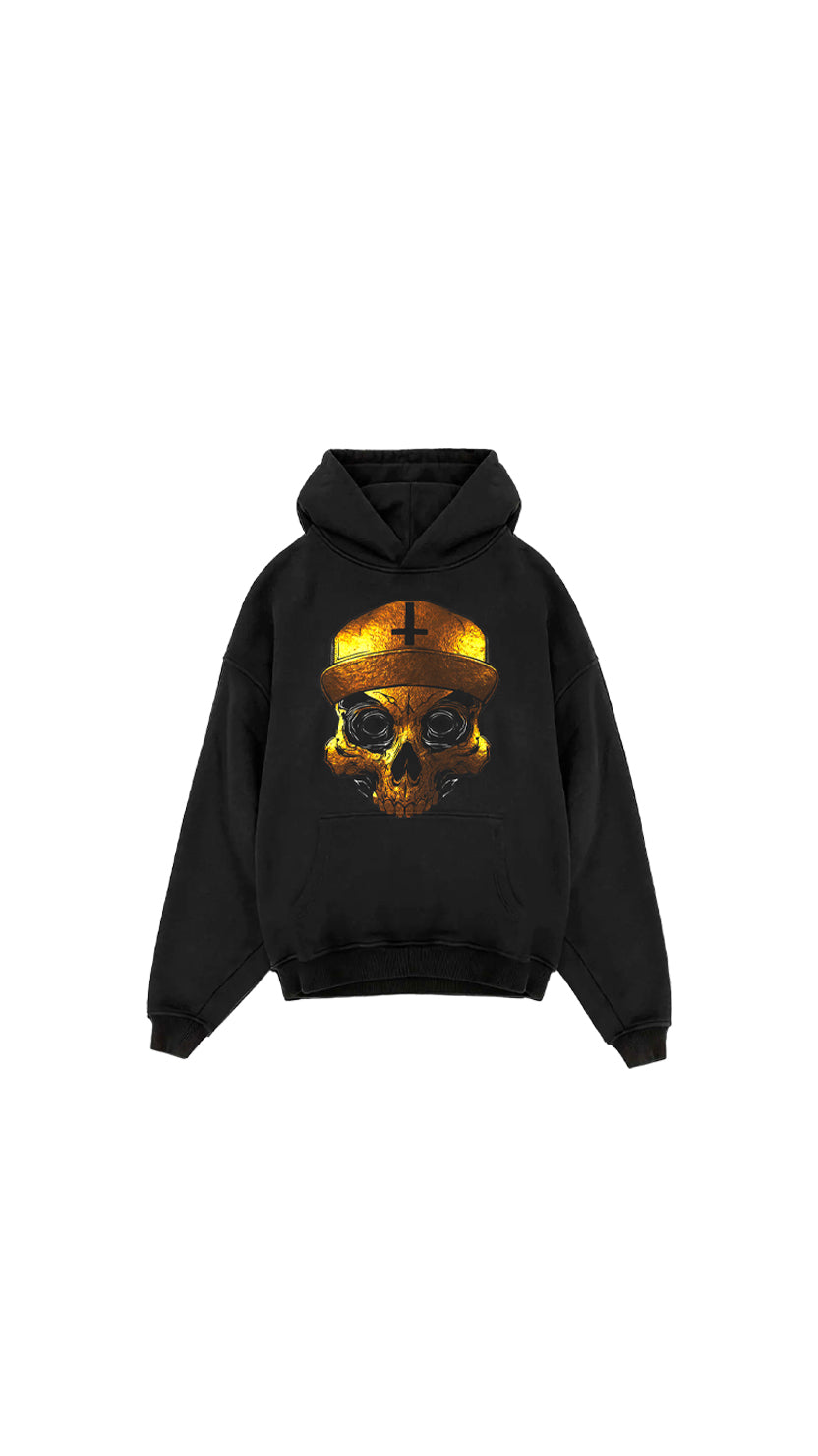 Gold Skull Hoodie – Black